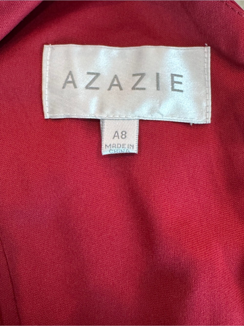 Azazie One-Shoulder Maxi Chiffon Formal Bridesmaid Dress Burgundy Red - Size A8 - Picture 7 of 11